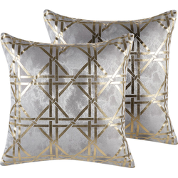 CASSIA  - Sierkussen set van 2 - Grijs - 45 x 45 cm - Polyester