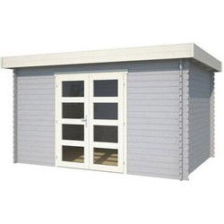 Blokhut Mikkel 380x275 Platinum Grey-Wit
