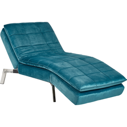 Beliani LOIRET - Chaise longue-Blauw-Fluweel
