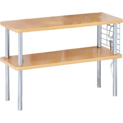 Kesper Keuken aanrecht etagiere - 2 niveaus - hout/metaal - rekje/organizer - 55 x 20 x 38 cm - beige - Keukenhulphouders