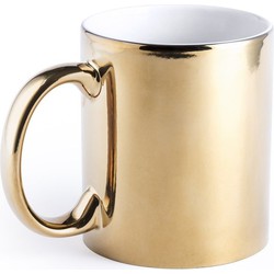 Koffiebeker/theemok - Metallic goud - keramisch - 350 ml - Servies - Bekers