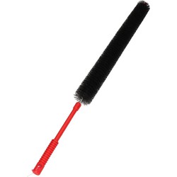 Radiatorborstel - kunststof - rood - 74 cm - schoonmaakborstel/rager verwarming - plumeaus