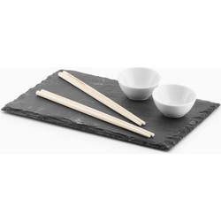 Excellent Houseware Sushi Servies - voor 2 Personen - Set 7-delig - Leisteen - met stokjes