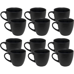 OTIX Koffiekopjes - Koffiemokken - Set van 12 - Koffietassen - Zwart - Mat - 240ml