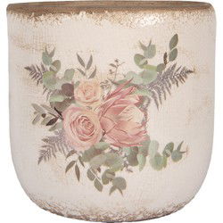 Clayre & Eef Bloempot Beige Keramiek Bloemen