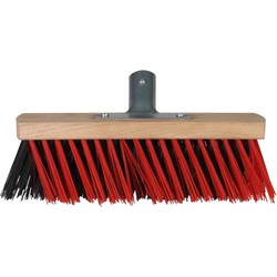 Bezemkop buiten rood/zwart hout/nylon 30 cm - Bezem