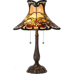 LumiLamp Tiffany Tafellamp  Ø 51x66 cm  Geel Bruin Glas Tiffany Bureaulamp