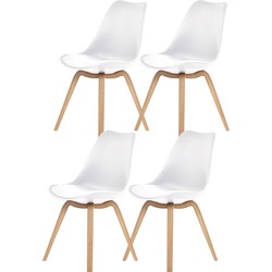 Set van 4 eetkamerstoelen - Model Chris - Met zitkussen - Modern Ontworpen Stoel - Wit