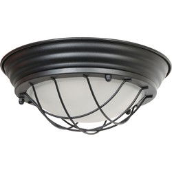 Mexlite - plafonniere - Lisanne - zwart - glas metaal - Ø 29cm - E27 - 1357ZW