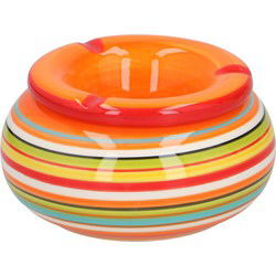 Asbak - keramiek - gekleurd met rood - stormasbak - D11 cm - Asbakken
