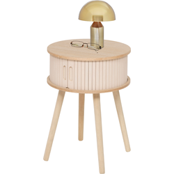 MISOU Nachtkastje - Met Lade - Rond - Modern - Hout - Slaapkamer - Bijzettafel - Neutraal - met Deuren - Beige - MDF - JULIET