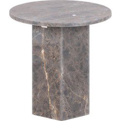 Bijzettafel - Grijs Marmer - Ø50x50cm - Rovan