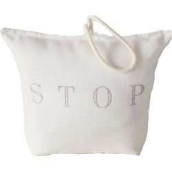 Boltze deurstopper zak - 2 kilo - wit - polyester - 23 x 10 cm - stop tekst - Deurstoppers