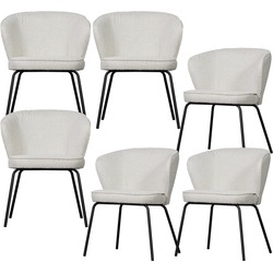 BePureHome eetkamerstoelen Admit - Bouclé - Naturel - Set van 6