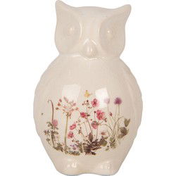 Clayre & Eef Decoratie Beeld Uil Beige Roze Keramiek