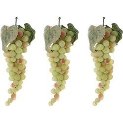 Pakket van 3x stuks witte druiven aan een tros 28 cm namaak fruit - Kunstbloemen