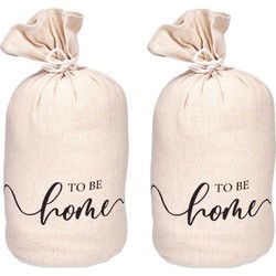 Giftdecor Deurstopper - 2x - 1 kilo - beige - canvas - To be home - D13 x H26 - Deurstoppers