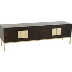 J-line - Tv Kast 2 Deuren Mangohout/ijzer Bruin/goud - 180x44x55cm