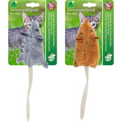 Katten-speelgoed muis staart 18cm grs/brn