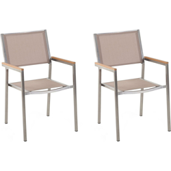 Beliani GROSSETO - Tuinstoel-Beige-RVS