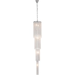 LumiLamp Kroonluchter  Ø 30x185/245 cm Zilverkleurig Ijzer Glas Driehoek Hanglamp