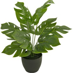 Kunst Monstera 40 cm in sierpot zwart | NeverLeafs