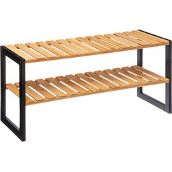 Schoenenrek Bamboe Zwart voor 6 paar schoenen – Metaal/Hout – B70 x H34,5 cm