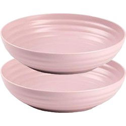 Plasticforte Rond bord/camping - 4x - diep bord - D22 cm - oud roze - kunststof - onbreekbaar - Diepe borden