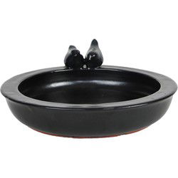 Esschert Design Vogelbad - zwart - terracotta - 33 cm - voederschaal - Vogelvoederschalen