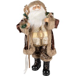 Clayre & Eef Beeld Kerstman 82 cm Bruin Kunststof Kerstfiguren