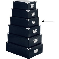 5Five Opbergdoos/box - donkerblauw - L36 x B24.5 x H12.5 cm - Stevig karton - Bluebox - Opbergbox