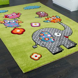 Kindervloerkleed - Eceria - Dieren - Groen - 240x320 cm