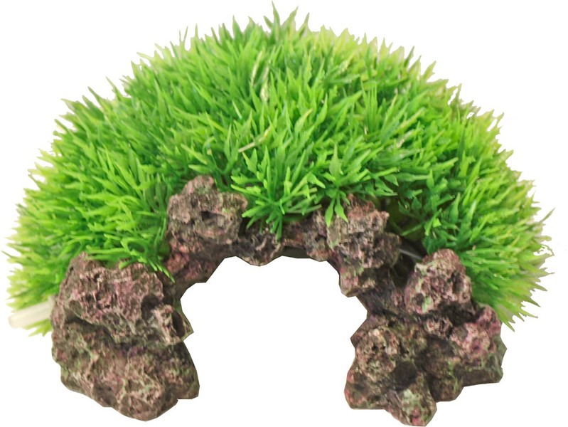 Plastic Green Moss op rots met uitstromer 16x8.5 cm - Gebr. de Boon - 