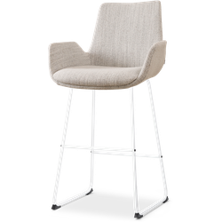 Nino-Eef barkruk beige gemêleerd - wit onderstel - 75 cm
