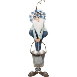 Clayre & Eef Decoratie Beeld Kabouter 67 cm Blauw Wit IJzer