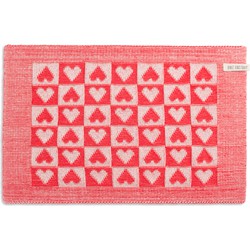 Knit Factory Gebreide Placemat - Onderlegger Heart - Ecru/Rood - 50x30 cm