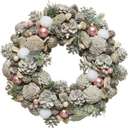 Decoris Kerstkrans - white wash - nepsneeuw en versiering - 34 cm - Kerstkransen