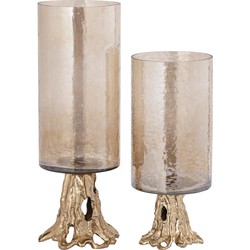 PTMD Windlicht Quers - 12x12x29 cm - Glas - Champagne