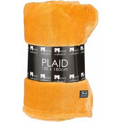 Fleece deken - honing geel - 130 x 180 cm - polyester - fleeceplaid - Plaids