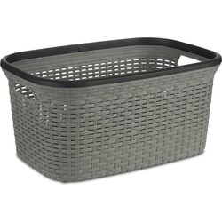 Kipit Wasmand van rotan gevlochten - grijs - kunststof - 36 liter - 53 x 36 x 25 cm - Wasmanden