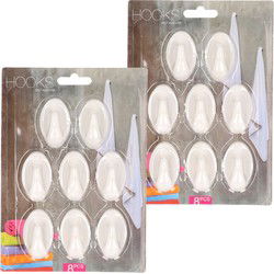 Zelfklevende keuken/badkamer/kleding/ophang haakjes - 16x stuks - kunststof - wit - Handdoekhaakjes