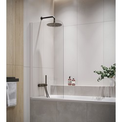 Badplaats Badwand Torino 60 x 140 cm - Chroom - Badscherm Draaibaar 5 mm dik - Veiligheidsglas en Antikalk