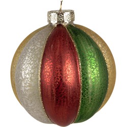 Clayre & Eef Kerstbal  Ø 10 cm Rood Groen Glas Kerstboomversiering