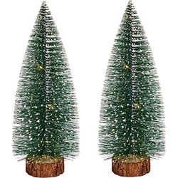 Krist+ Kleine decoraties kerstboompjes 2x stuks - 35 cm - met licht - Kerstdorpen