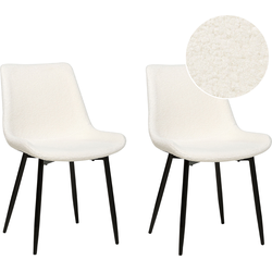 AVILLA  - Eetkamerstoel set van 2 - Wit - BouclÃ©