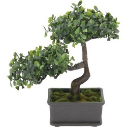 H&S Collection Kunstplant Bonsai boompje in pot - Japans decoratie - 27 cm - Groene blaadjes - Kunstplanten