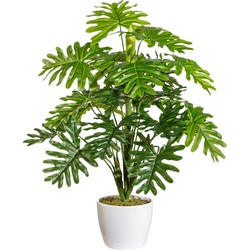 Kopu® kunstplant Monstera 50cm in Sierpot wit - 22 bladeren