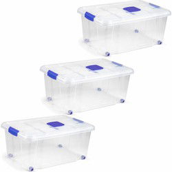 PlasticForte Opslagbak met deksel - 6x - 36L - 59 x 40 x 25 cm - Opbergbox