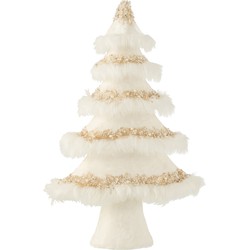 J-line - Kerstboom Velvet Veren Ecru Goud - 30x13x50cm