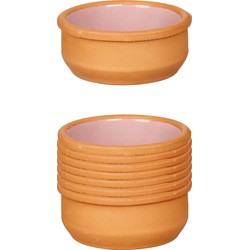 Set 12x tapas/creme brulee serveer schaaltjes terracotta/roze 8x4 cm - Snack en tapasschalen